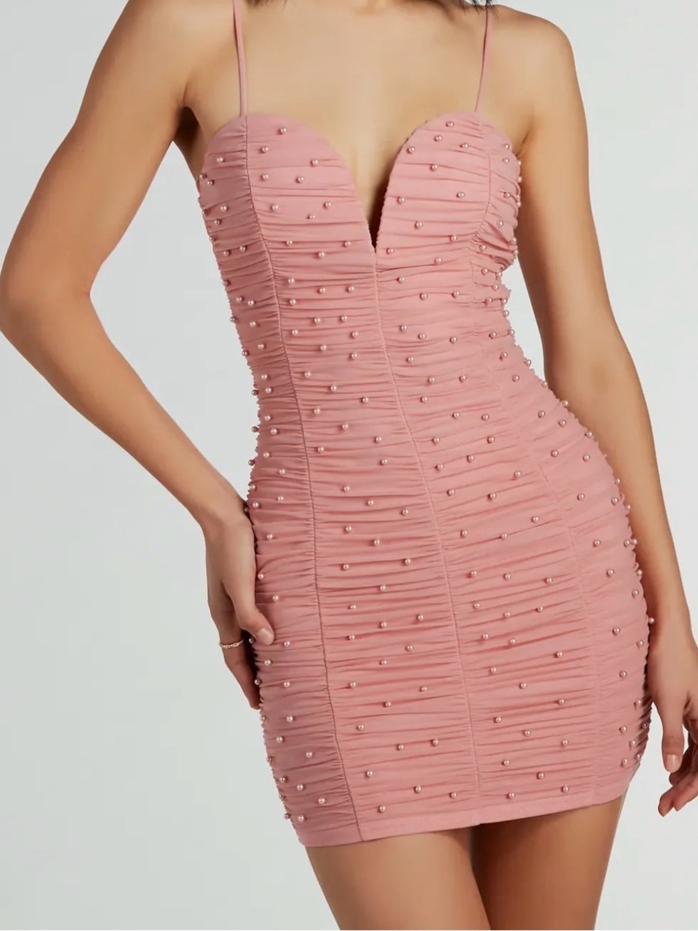Windsor Pearly Babe Ruched Mesh Party Dress